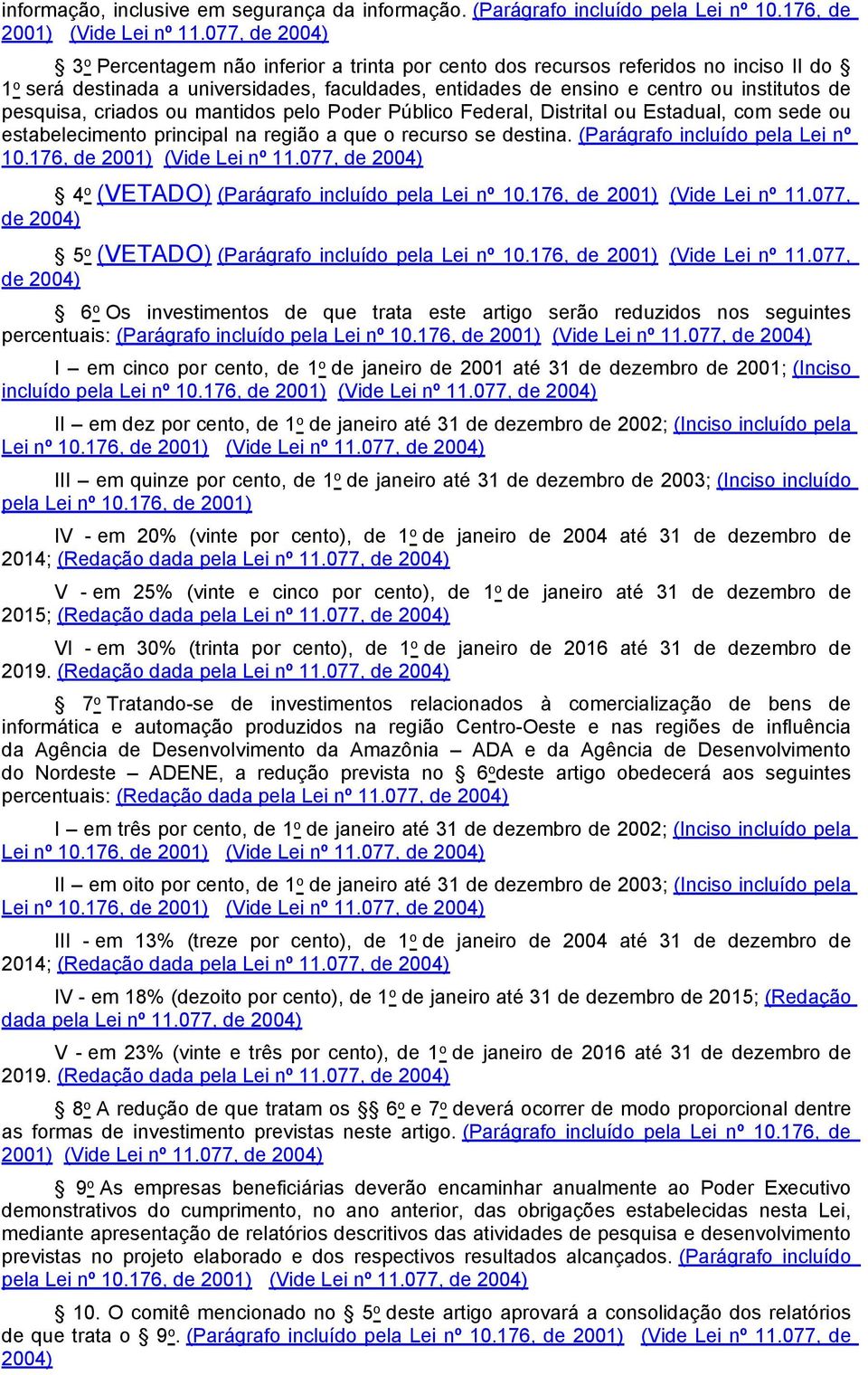 pesquisa, criados ou mantidos pelo Poder Público Federal, Distrital ou Estadual, com sede ou estabelecimento principal na região a que o recurso se destina. (Parágrafo incluído pela Lei nº 10.