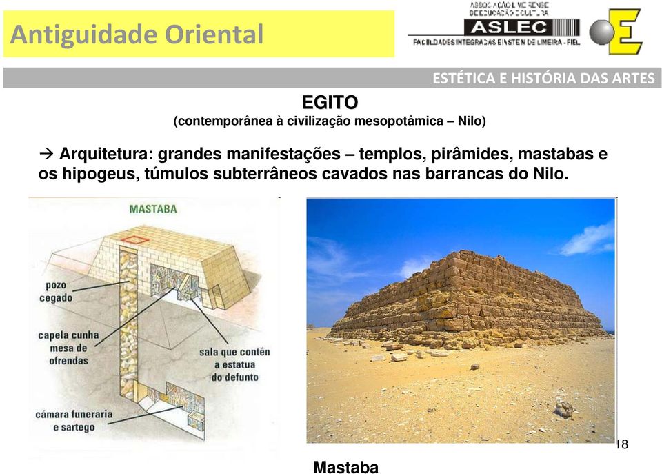 templos, pirâmides, mastabas e os hipogeus,