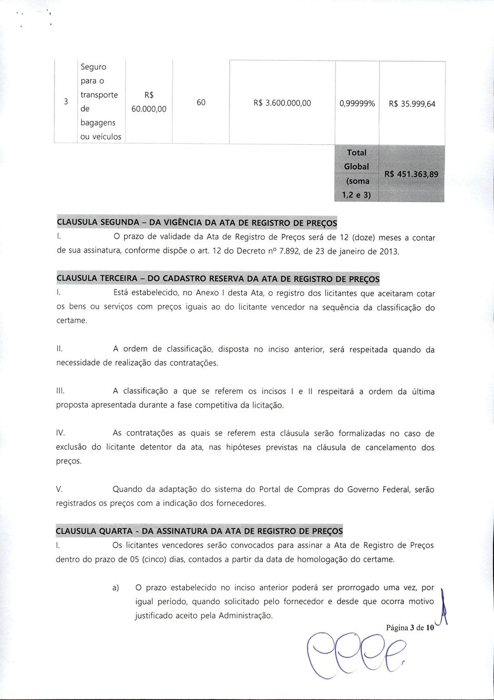12 do Decreto n 7.892, de 23 de janeiro de 2013. CADAftTRO RESERVA DA ATA DE REGISTRO DE PREÇOS I.