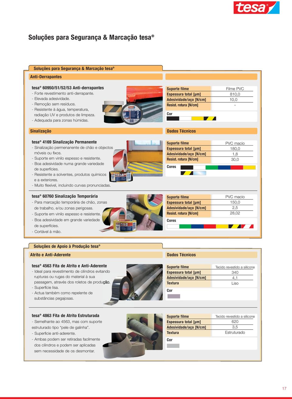 rotura [N/cm] Filme PVC 810,0 10,0 Sinalização tesa 4169 Sinalização Permanente Sinalização permenanente de chão e objectos móveis ou fixos. Suporte em vinilo espesso e resistente.