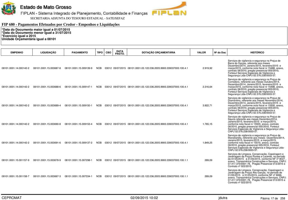 922,71 08101.0001.14.000142-2 08101.0001.15.003690-8 08101.0001.15.009153-4 NOB 03012 09/07/2015 08101.0001.03.122.036.2005.9900.339037000.100.4.1 1.765,15 08101.0001.14.000142-2 08101.0001.15.003691-6 08101.
