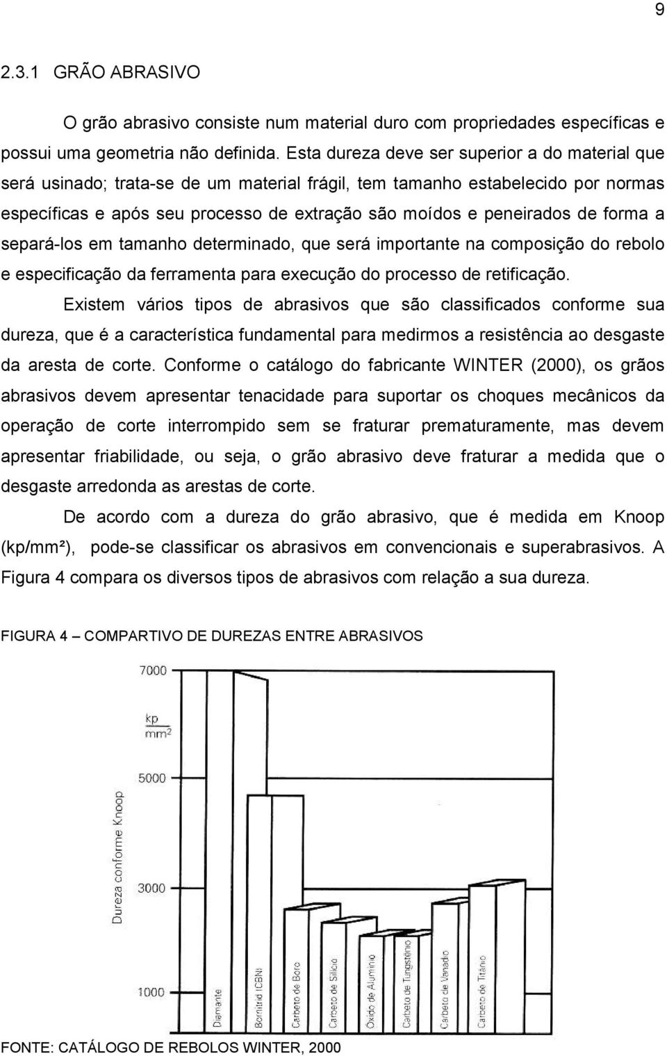 de forma a separá-los em tamanho determinado, que será importante na composição do rebolo e especificação da ferramenta para execução do processo de retificação.