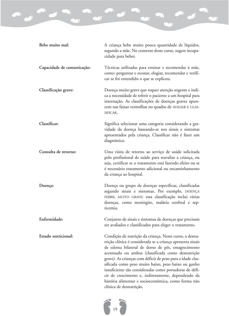 Técnicas utilizadas para ensinar e recomendar à mãe, como: perguntar e escutar, elogiar, recomendar e verificar se foi entendido o que se explicou.