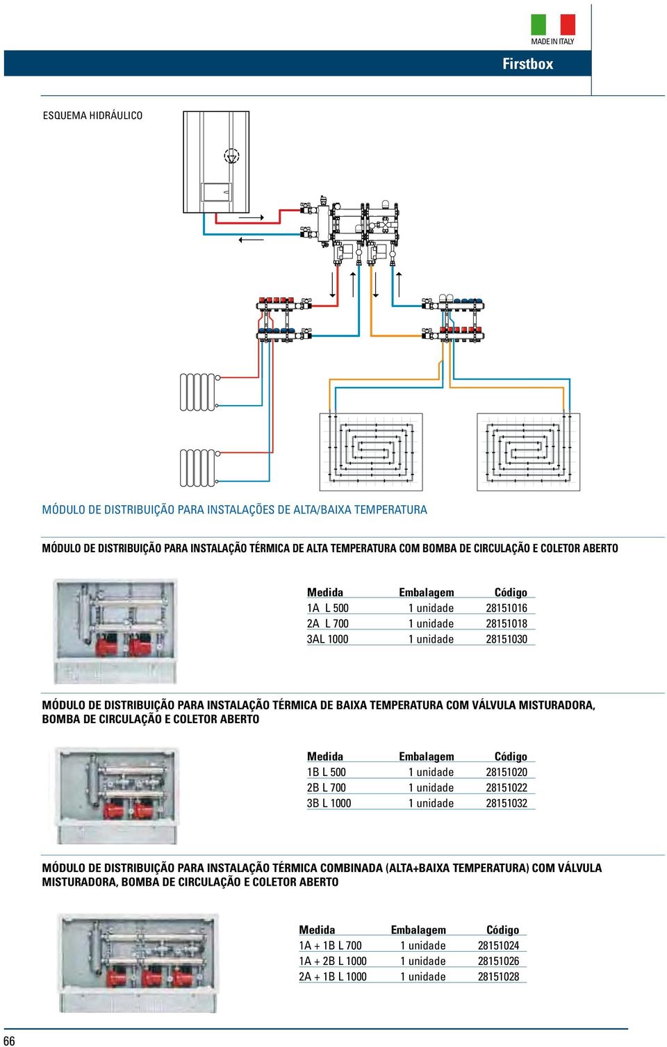 100,70 MÓDULO DE DISTRIBUIÇÃO PARA INSTALAÇÃO TÉRMICA DE BAIXA TEMPERATURA COM VÁLVULA MISTURADORA, BOMBA DE CIRCULAÇÃO E COLETOR ABERTO 1B L 500 1 unidade 28151020 6.