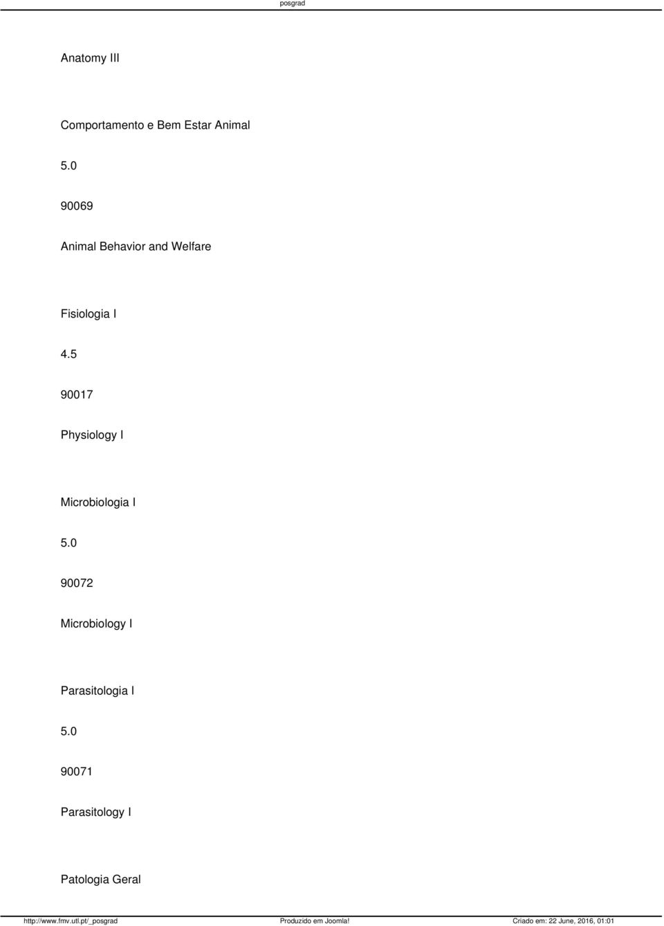 90017 Physiology I Microbiologia I 90072