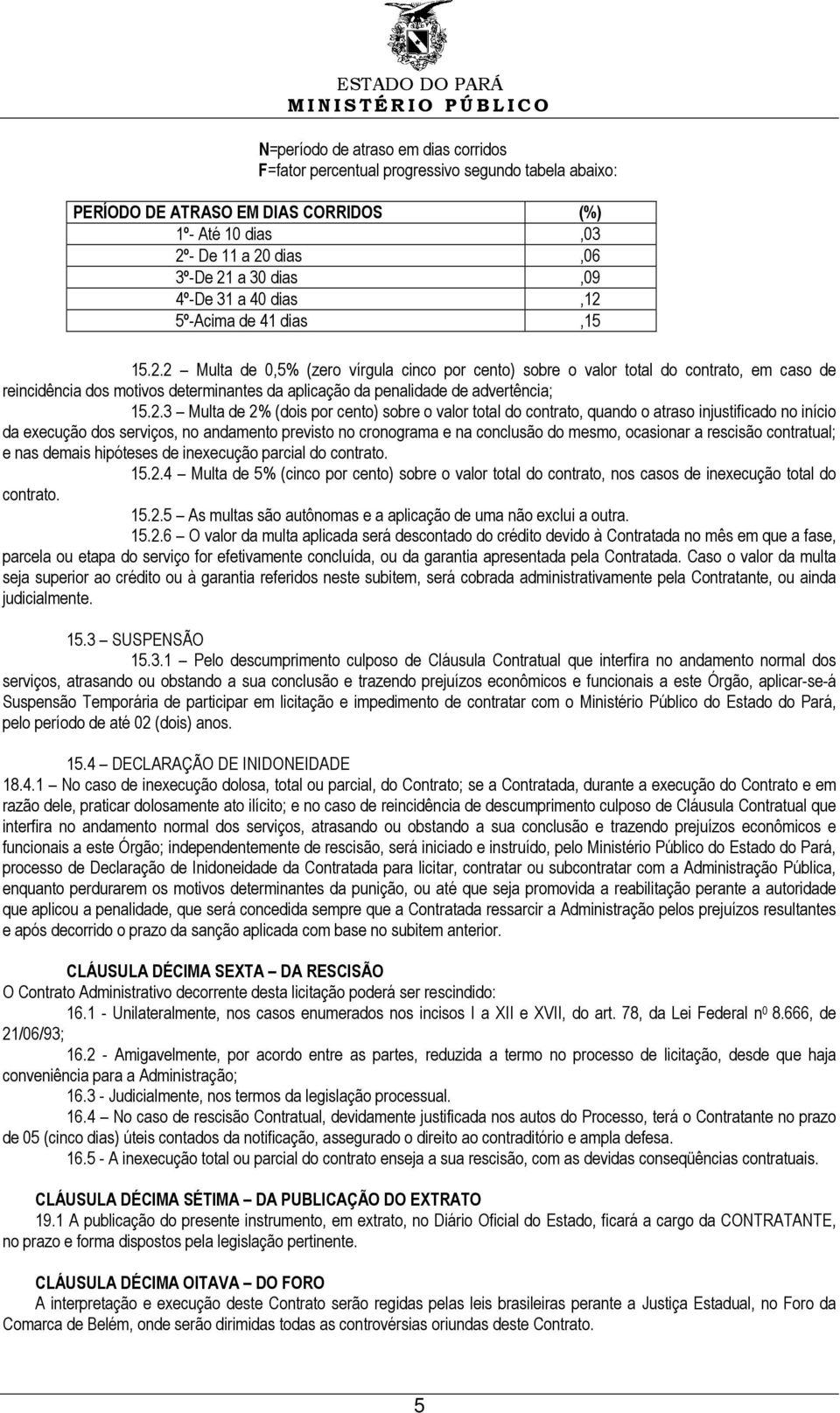 2.3 Multa de 2% (dois por cento) sobre o valor total do contrato, quando o atraso injustificado no início da execução dos serviços, no andamento previsto no cronograma e na conclusão do mesmo,