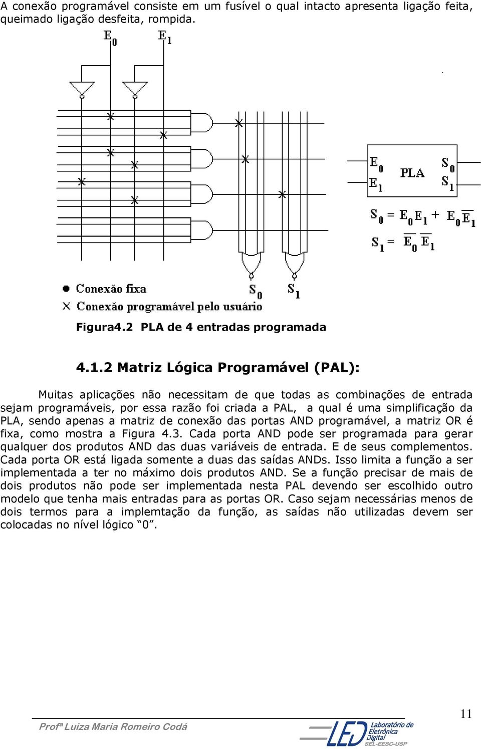 sendo apenas a matriz de conexão das portas AND programável, a matriz OR é fixa, como mostra a Figura 4.3.