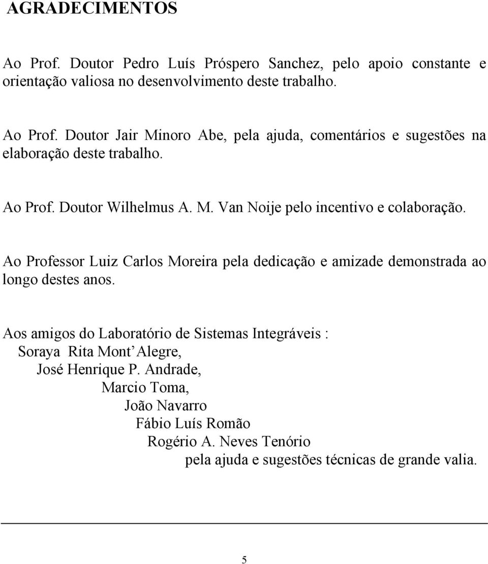 Ao Professor Luiz Carlos Moreira pela dedicação e amizade demonstrada ao longo destes anos.