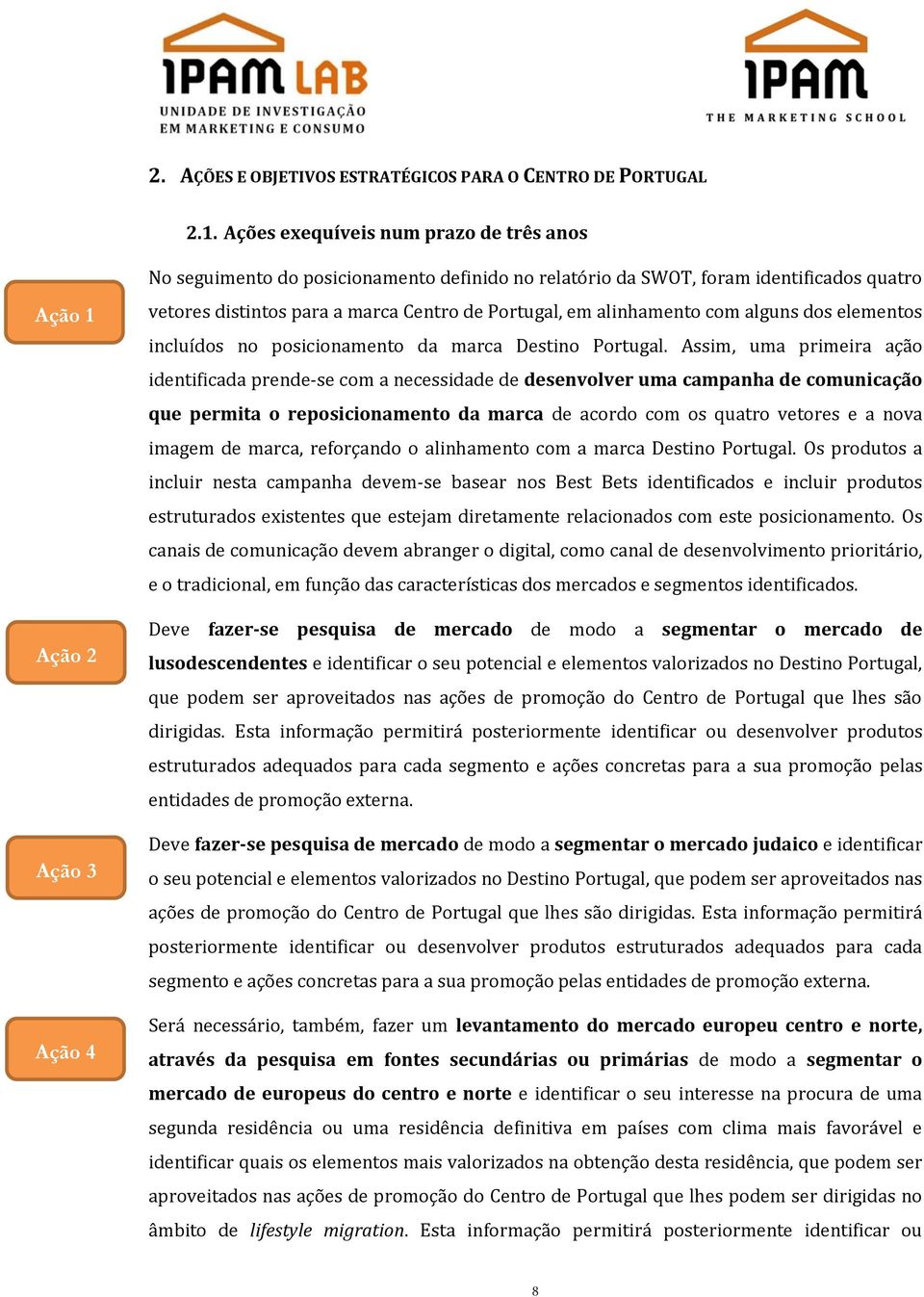 Portugal, em alinhamento com alguns dos elementos incluídos no posicionamento da marca Destino Portugal.