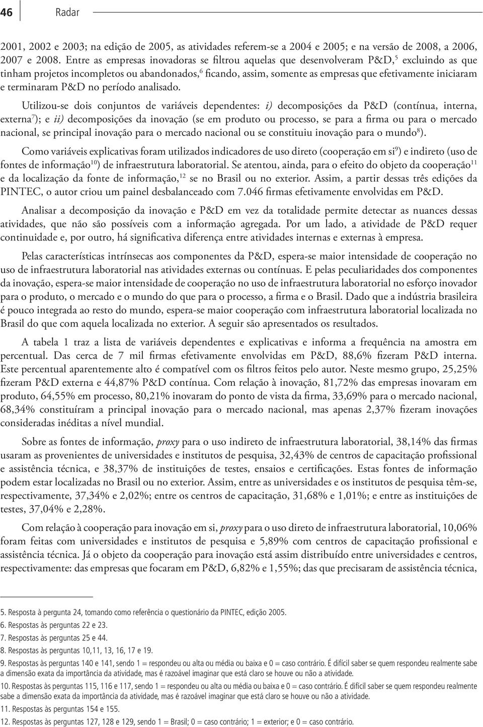 e terminaram P&D no período analisado.