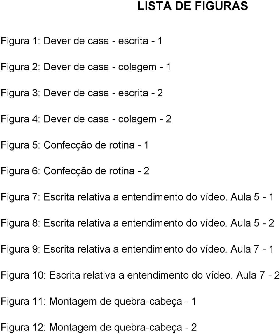 do vídeo. Aula 5-1 Figura 8: Escrita relativa a entendimento do vídeo. Aula 5-2 Figura 9: Escrita relativa a entendimento do vídeo.