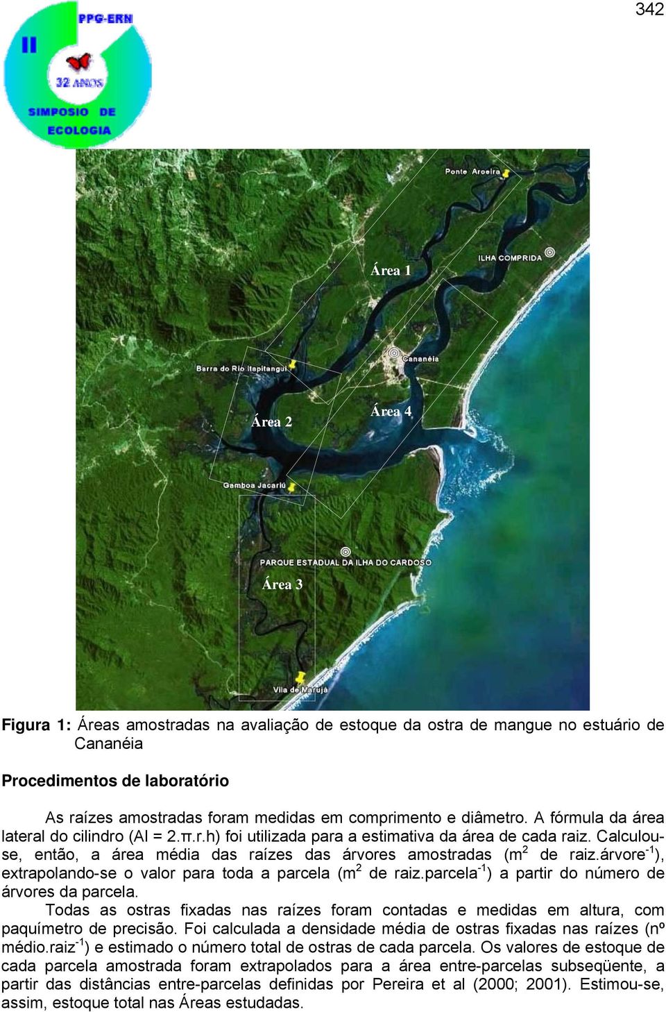 Calculouse, então, a área média das raízes das árvores amostradas (m 2 de raiz.árvore -1 ), extrapolando-se o valor para toda a parcela (m 2 de raiz.