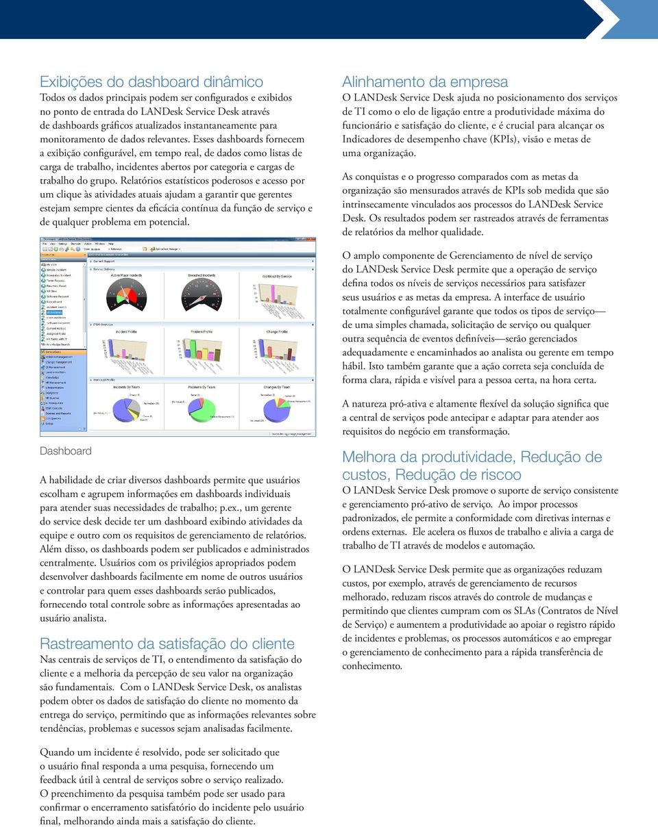 Esses dashboards fornecem a exibição configurável, em tempo real, de dados como listas de carga de trabalho, incidentes abertos por categoria e cargas de trabalho do grupo.