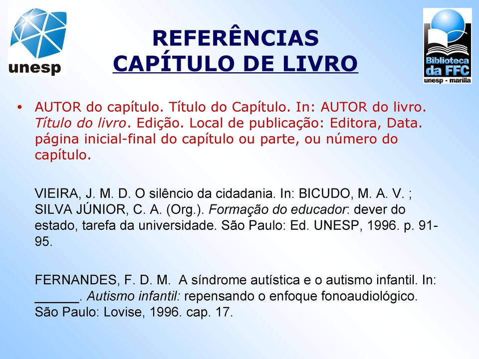 In: BICUDO, M. A. V. ; SILVA JÚNIOR, C. A. (Org.). Formação do educador: dever do estado, tarefa da universidade. São Paulo: Ed. UNESP, 1996.