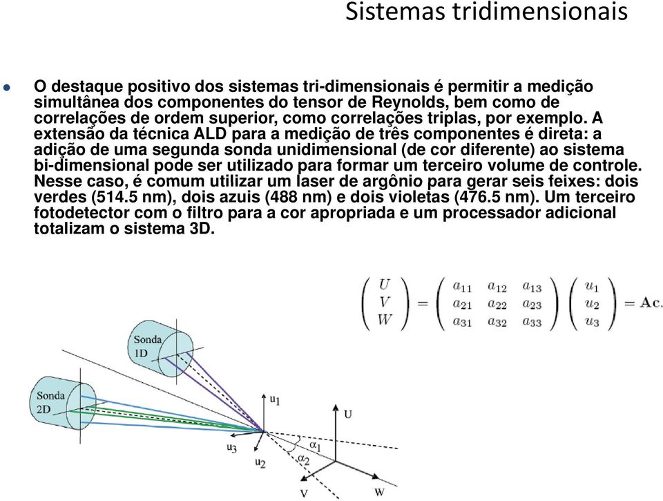 A extensão da técnica ALD para a medição de três componentes é direta: a adição de uma segunda sonda unidimensional (de cor diferente) ao sistema bi-dimensional pode ser