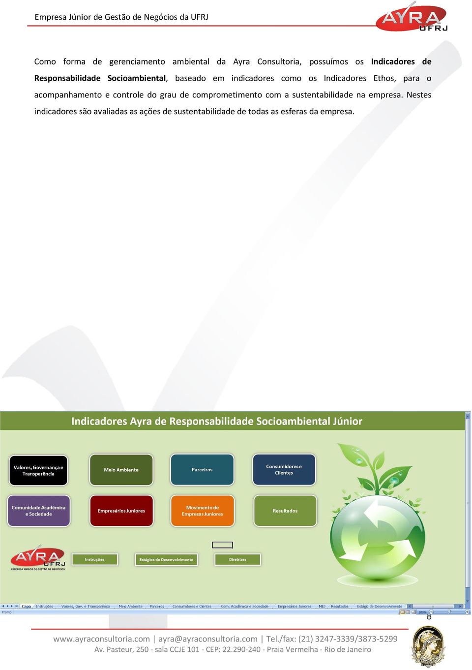 acompanhamento e controle do grau de comprometimento com a sustentabilidade na empresa.