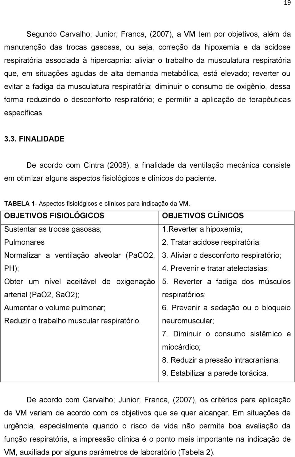 forma reduzindo o desconforto respiratório; e permitir a aplicação de terapêuticas específicas. 3.