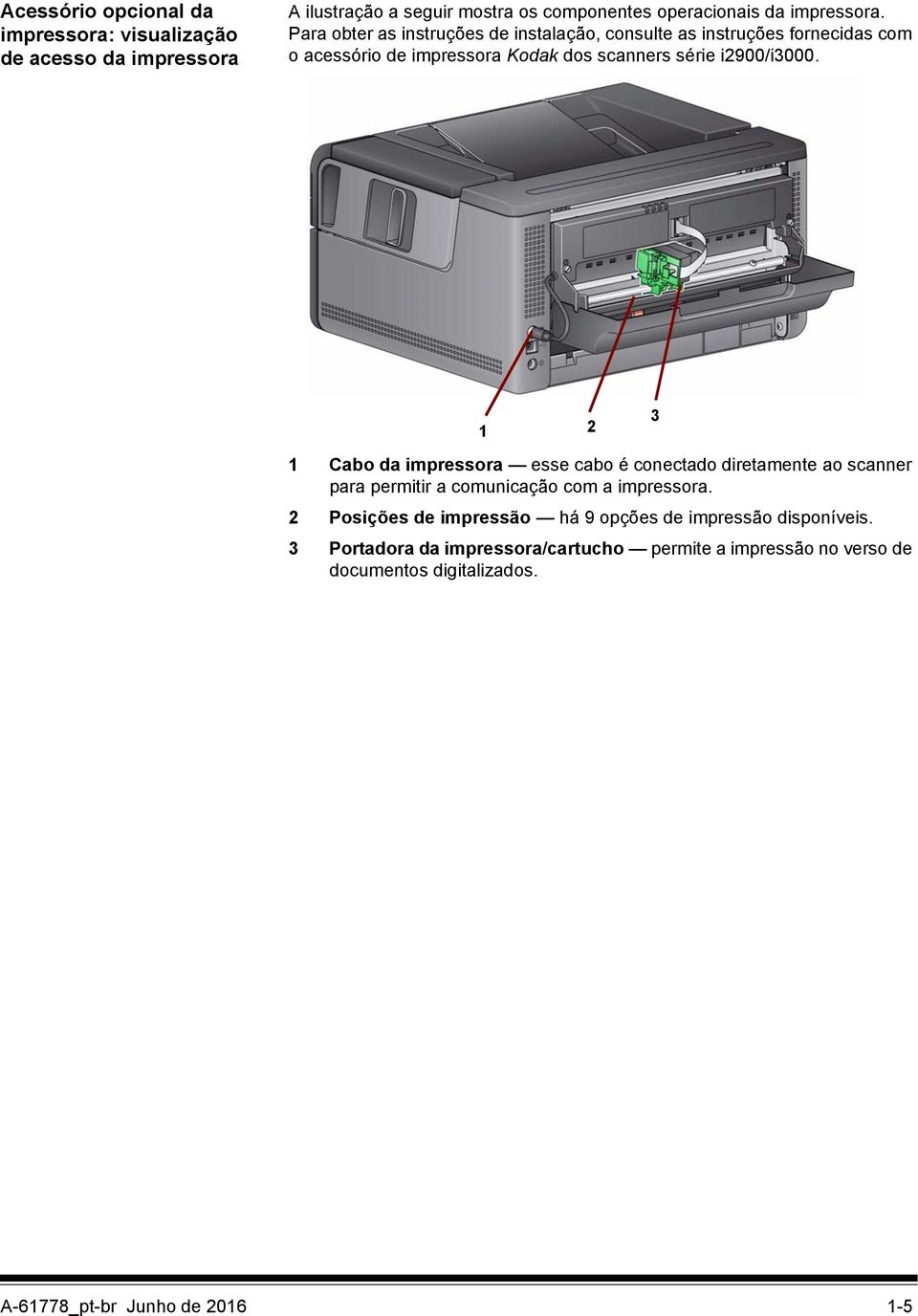 1 2 1 Cabo da impressora esse cabo é conectado diretamente ao scanner para permitir a comunicação com a impressora.