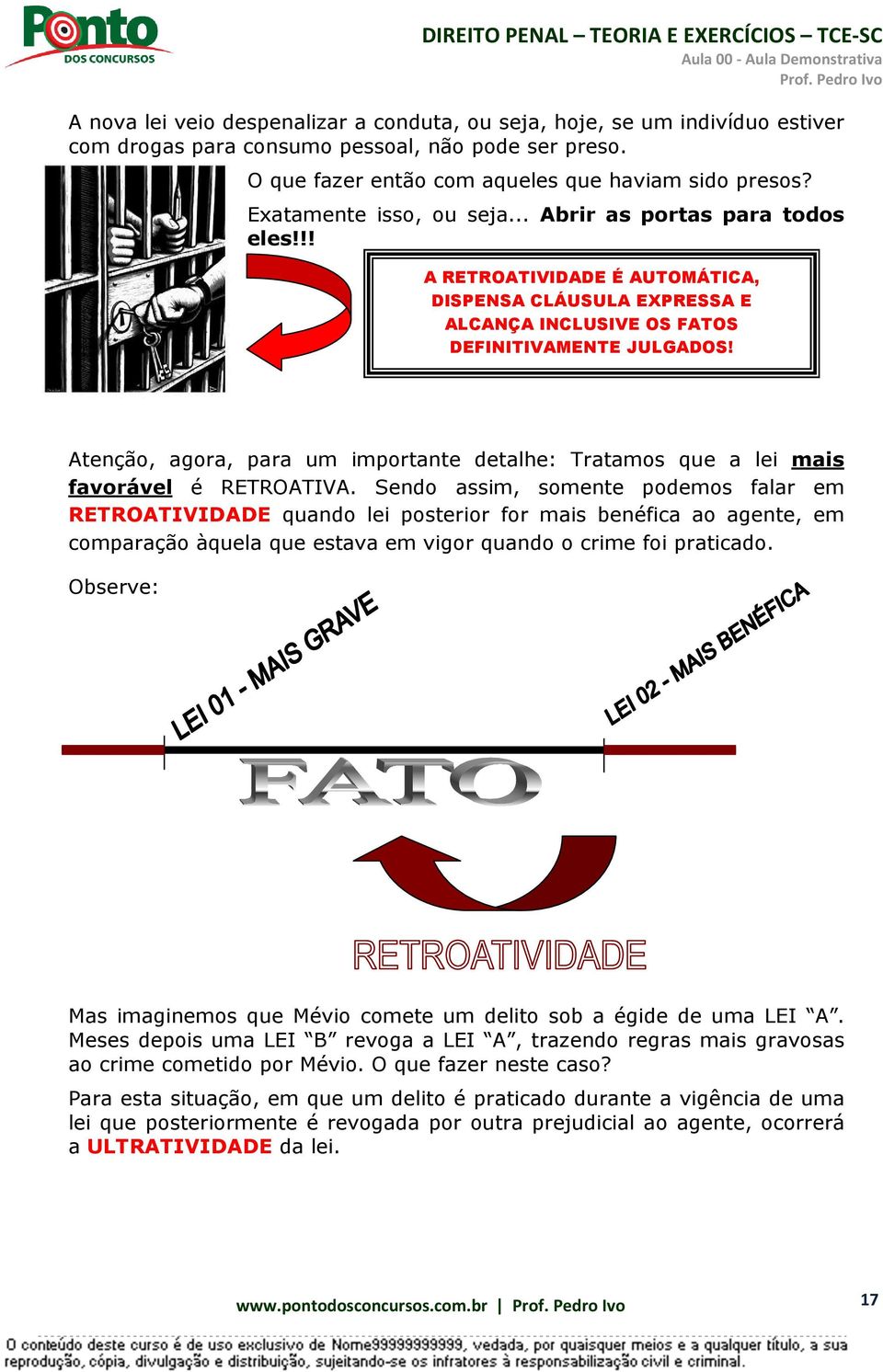 Atenção, agora, para um importante detalhe: Tratamos que a lei mais favorável é RETROATIVA.