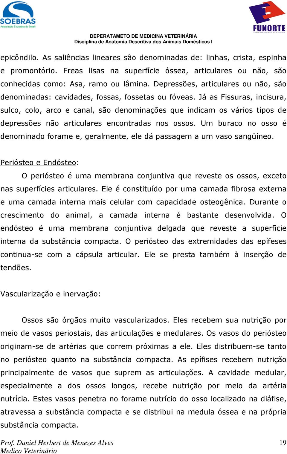 Já as Fissuras, incisura, sulco, colo, arco e canal, são denominações que indicam os vários tipos de depressões não articulares encontradas nos ossos.