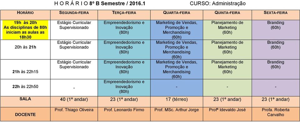 - - - SALA 40 (1º andar) 23 (1º andar) 17 (térreo) 23 (1º andar) 23 (1º