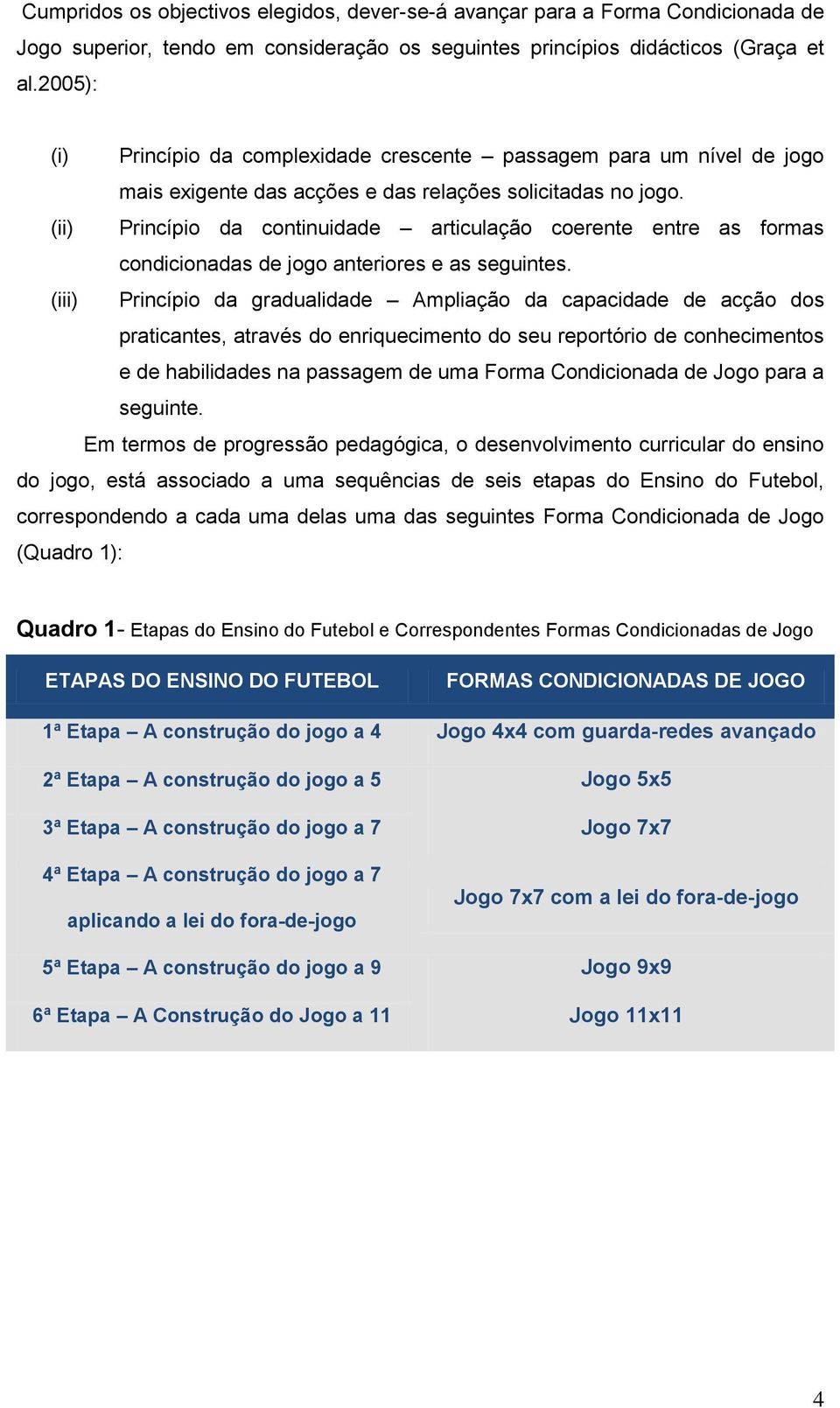 (ii) Princípio da continuidade articulação coerente entre as formas condicionadas de jogo anteriores e as seguintes.