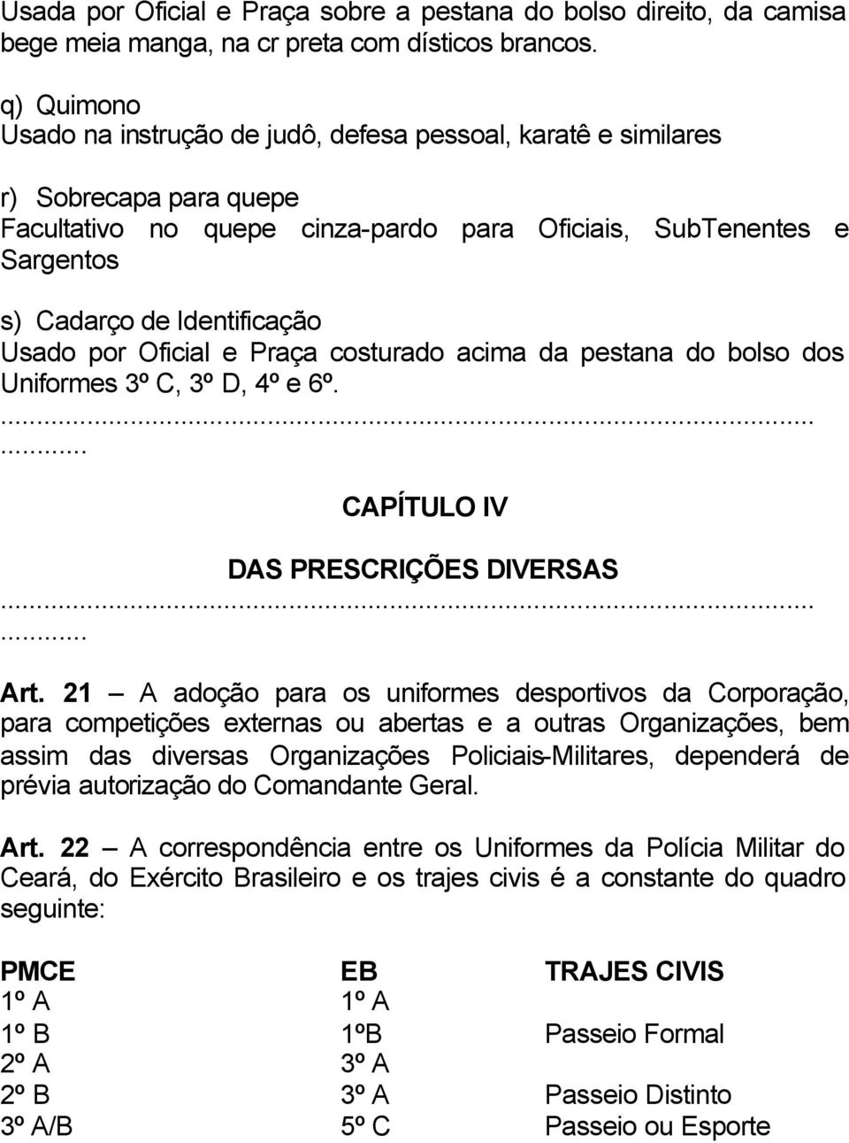 Usado por Oficial e Praça costurado acima da pestana do bolso dos Uniformes 3º C, 3º D, 4º e 6º....... CAPÍTULO IV DAS PRESCRIÇÕES DIVERSAS...... Art.