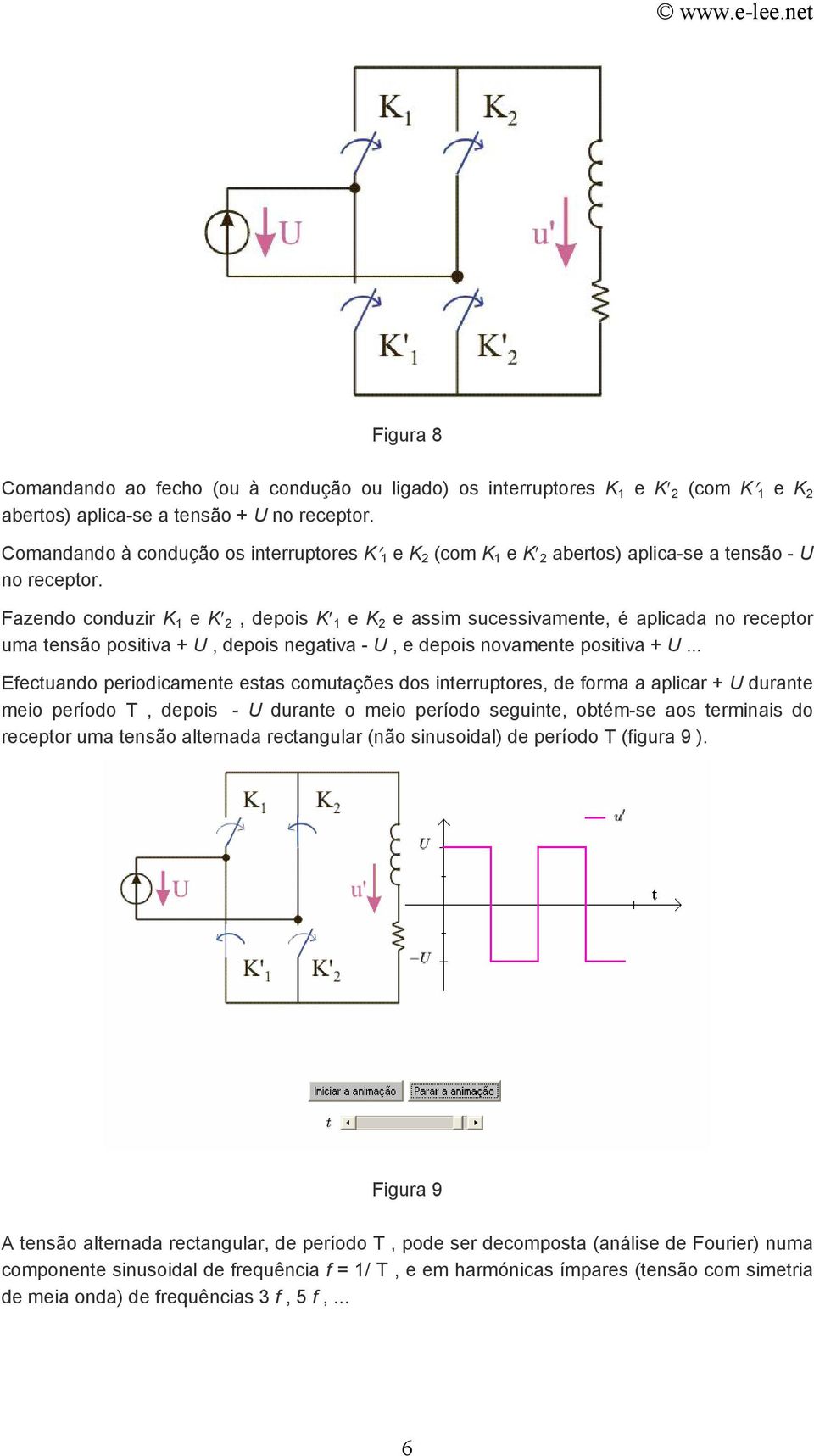 Fazendo conduzir K 1 e K 2, depois K 1 e K 2 e assim sucessivamente, é aplicada no receptor uma tensão positiva + U, depois negativa - U, e depois novamente positiva + U.