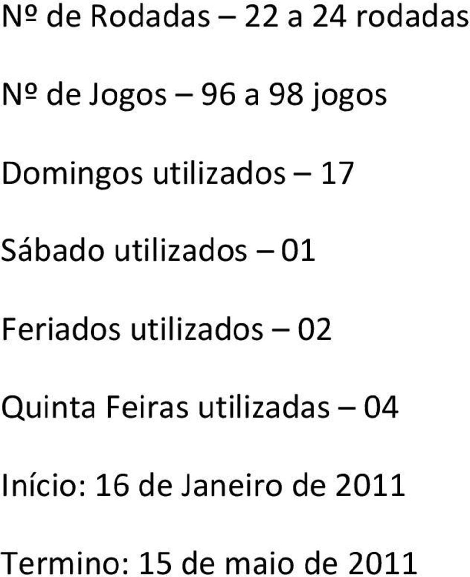 Feriados utilizados 02 Quinta Feiras utilizadas 04