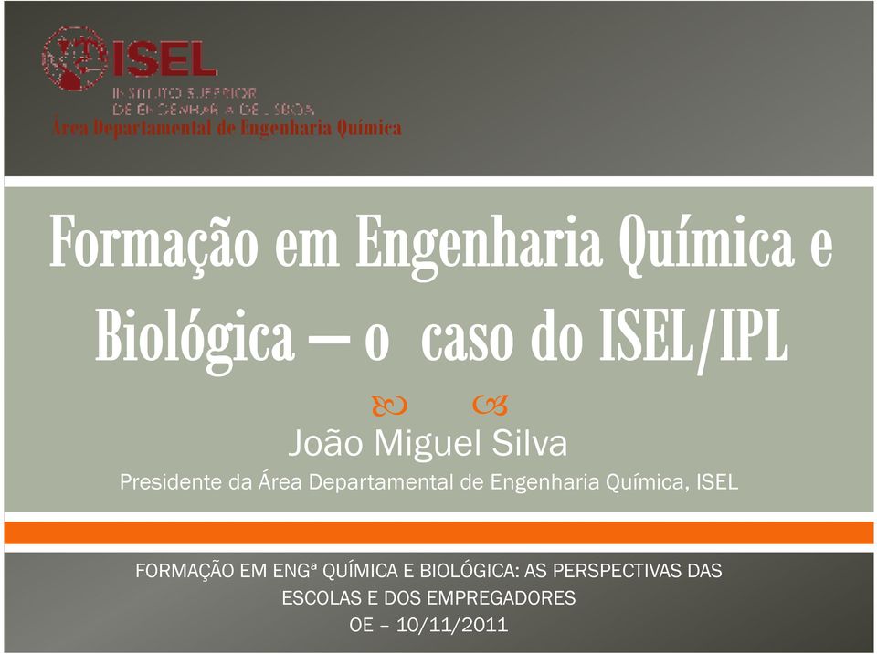 FORMAÇÃO EM ENGª QUÍMICA E BIOLÓGICA: AS