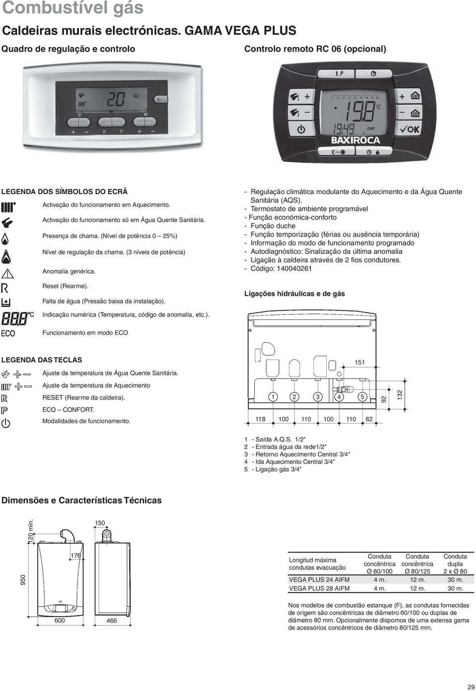 - Regulação climática modulante do Aquecimento e da Água Quente Sanitária (AQS).