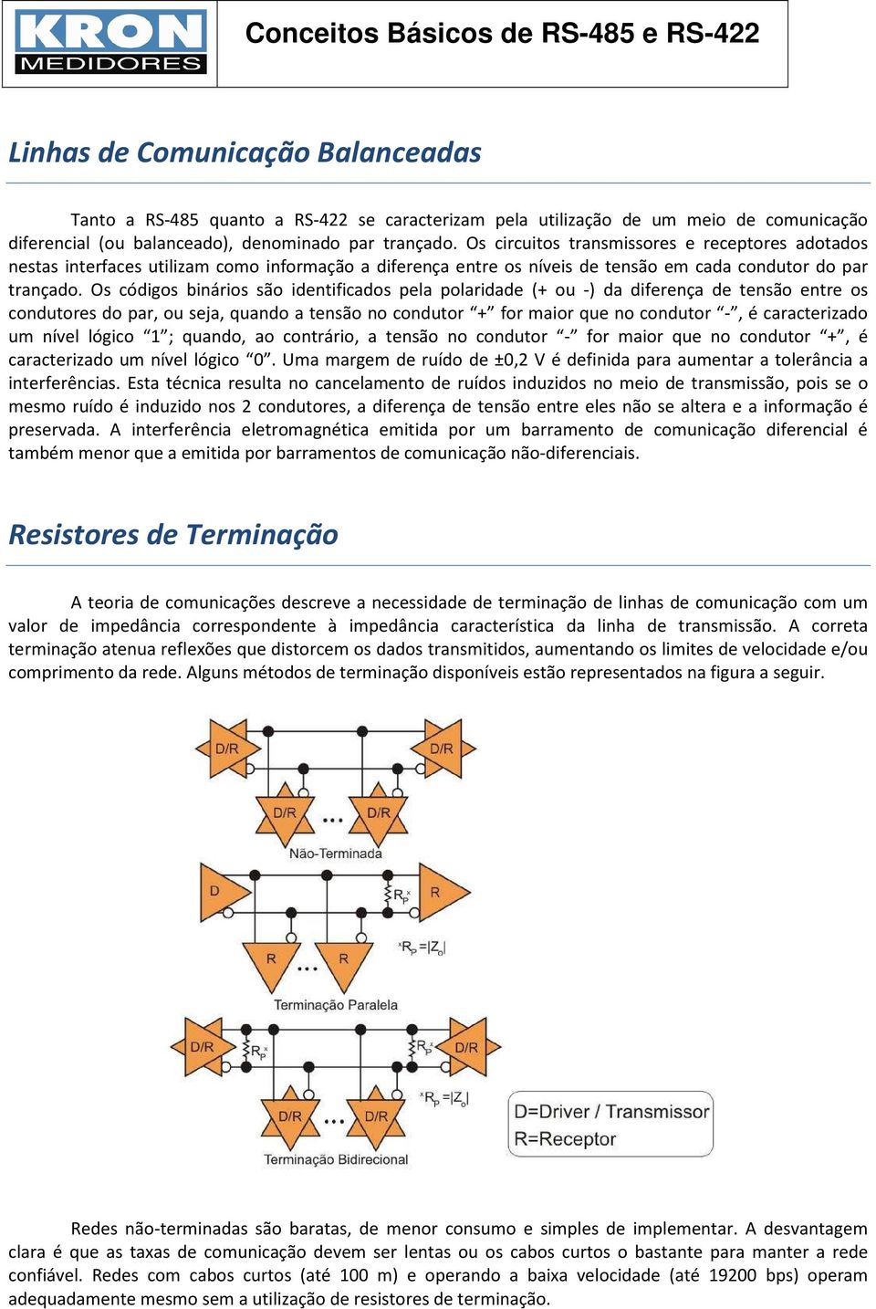 Os códigos binários são identificados pela polaridade (+ ou -) da diferença de tensão entre os condutores do par, ou seja, quando a tensão no condutor + for maior que no condutor -, é caracterizado