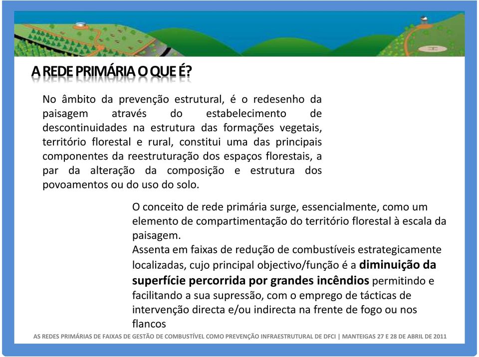 principais componentes da reestruturação dos espaços florestais, a par da alteração da composição e estrutura dos povoamentosoudousodosolo.