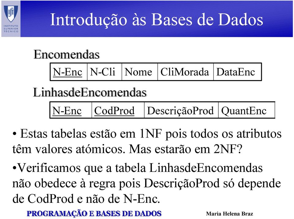 valores atómicos. Mas estarão em 2NF?