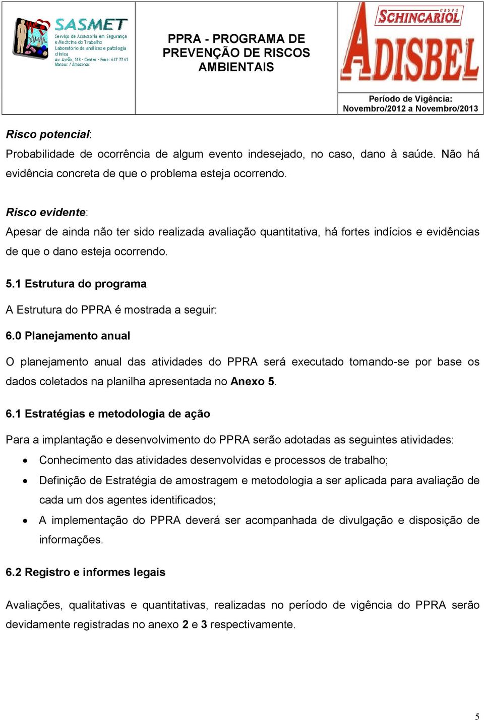 1 Estrutura do programa A Estrutura do PPRA é mostrada a seguir: 6.