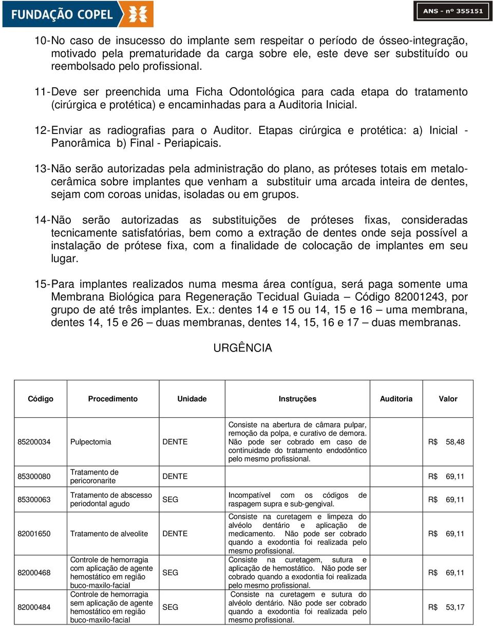 Etapas cirúrgica e protética: a) Inicial - Panorâmica b) Final - Periapicais.