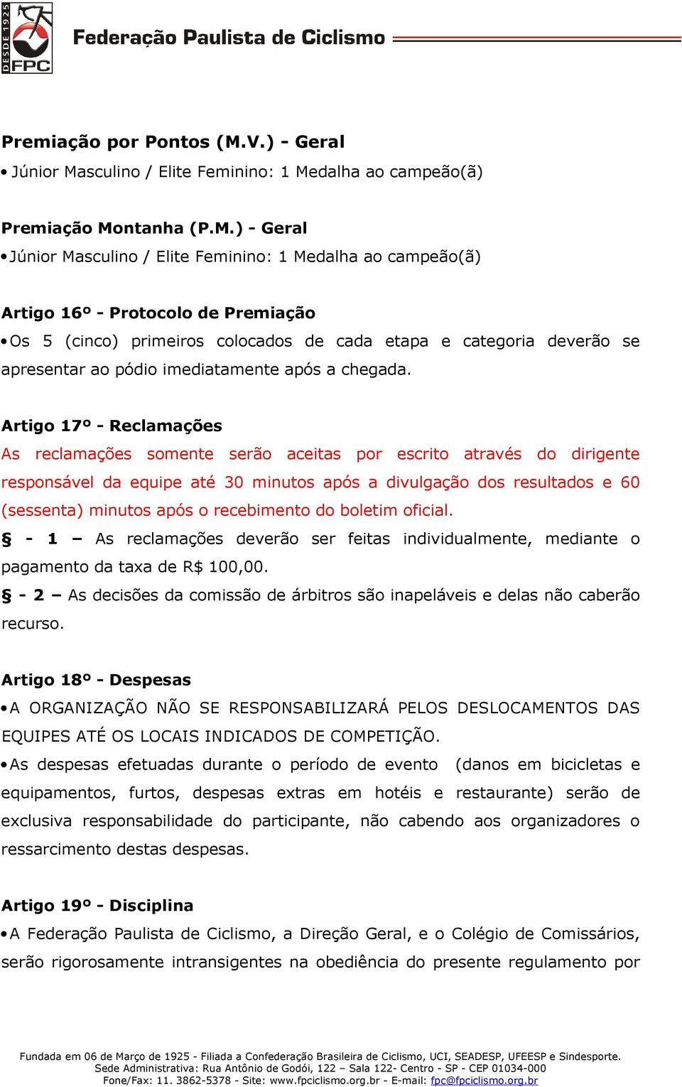 sculino / Elite Feminino: 1 Me