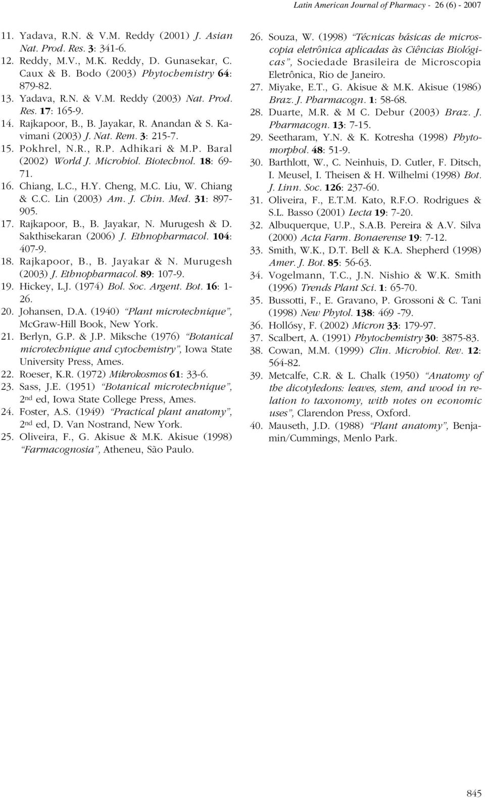 Pokhrel, N.R., R.P. Adhikari & M.P. Baral (2002) World J. Microbiol. Biotechnol. 18: 69-71. 16. Chiang, L.C., H.Y. Cheng, M.C. Liu, W. Chiang & C.C. Lin (2003) Am. J. Chin. Med. 31: 897-905. 17.