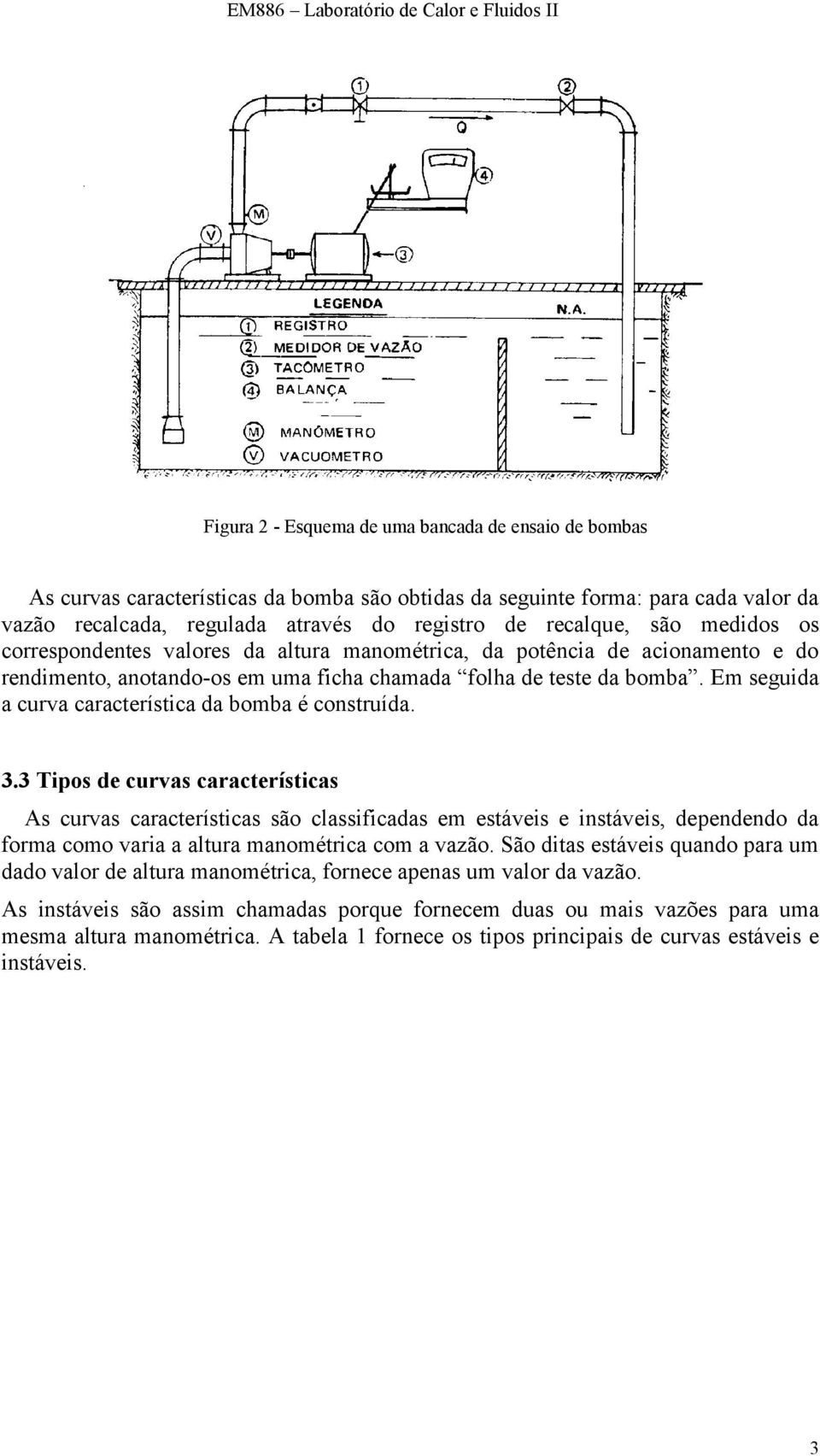 Em seguida a curva característica da bomba é construída. 3.