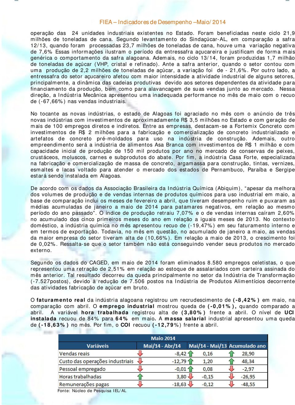 período da entressafra açucareira e justificam de forma mais genérica o comportamento da safra alagoana.