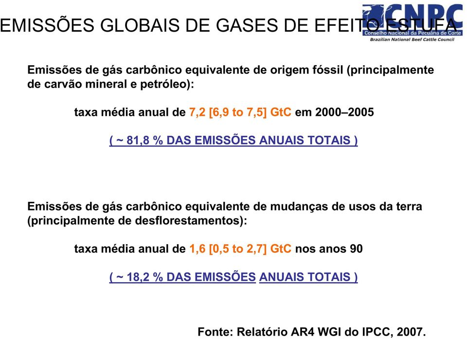 ) Emissões de gás carbônico equivalente de mudanças de usos da terra (principalmente de desflorestamentos): taxa média