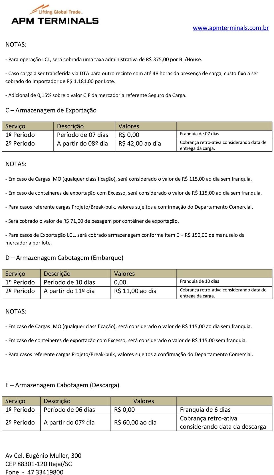 - Adicional de 0,15% sobre o valor CIF da mercadoria referente Seguro da Carga.