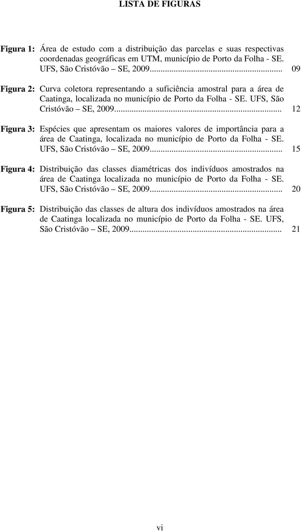 .. 12 Figura 3: Espécies que apresentam os maiores valores de importância para a área de Caatinga, localizada no município de Porto da Folha - SE. UFS, São Cristóvão SE, 2009.