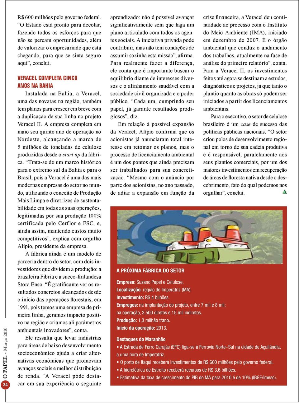 Veracel completa cinco anos na Bahia Instalada na Bahia, a Veracel, uma das novatas na região, também tem planos para crescer em breve com a duplicação de sua linha no projeto Veracel II.