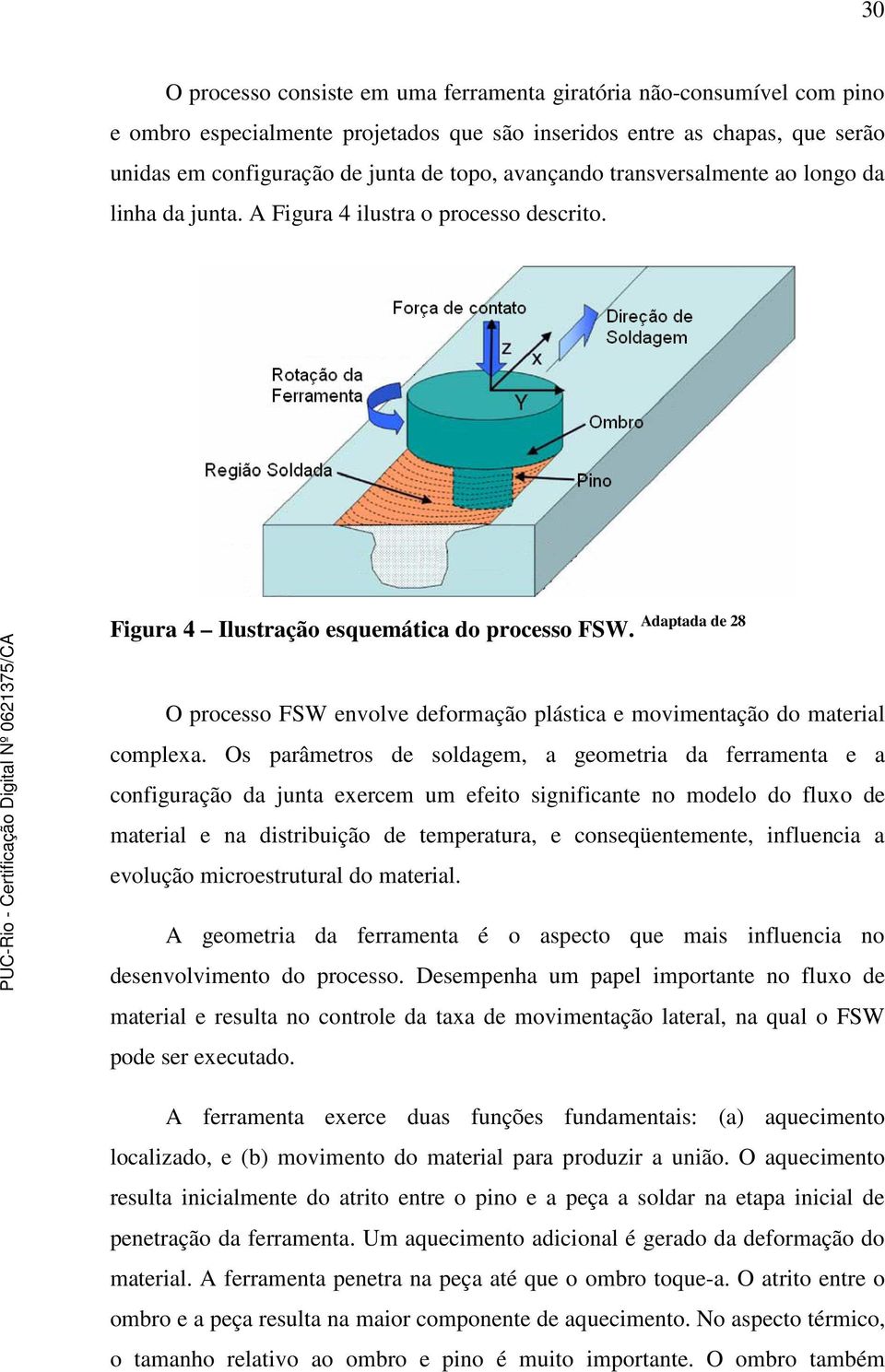 Adaptada de 28 O processo FSW envolve deformação plástica e movimentação do material complexa.