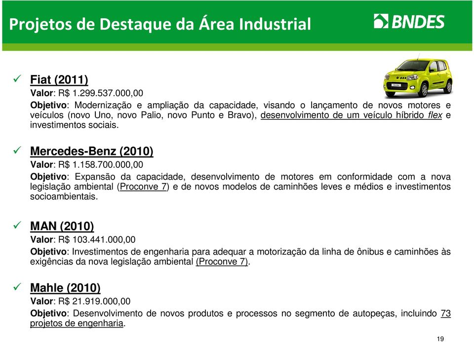 investimentos sociais. Mercedes-Benz (2010) Valor: R$ 1.158.700.