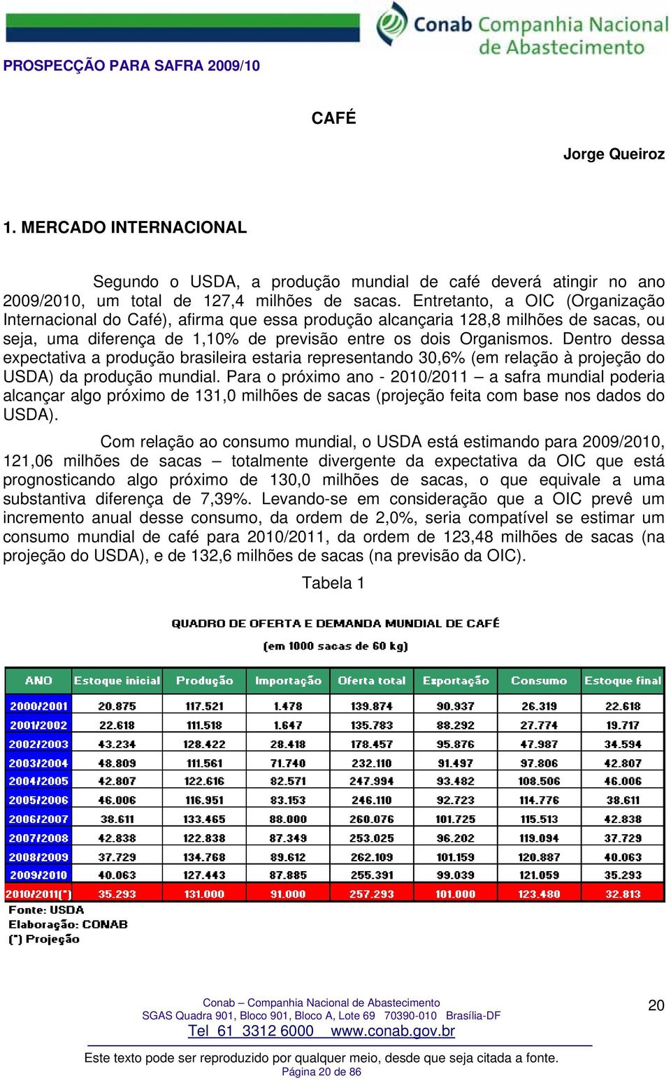 Dentro dessa expectativa a produção brasileira estaria representando 30,6% (em relação à projeção do USDA) da produção mundial.