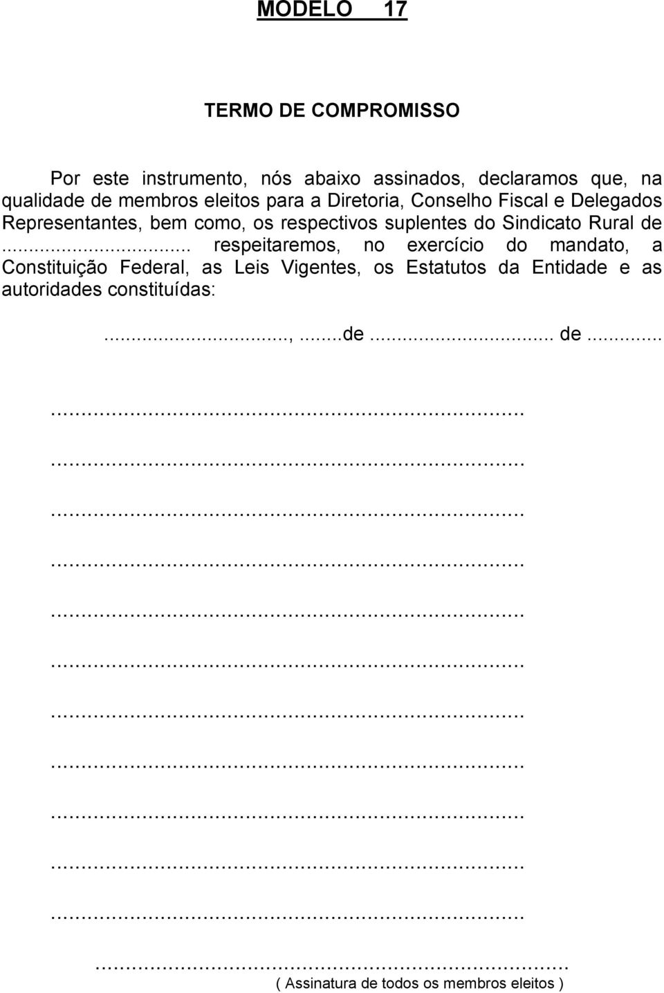 suplentes do Sindicato Rural de.