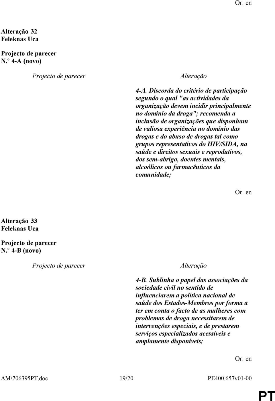 experiência no domínio das drogas e do abuso de drogas tal como grupos representativos do HIV/SIDA, na saúde e direitos sexuais e reprodutivos, dos sem-abrigo, doentes mentais, alcoólicos ou