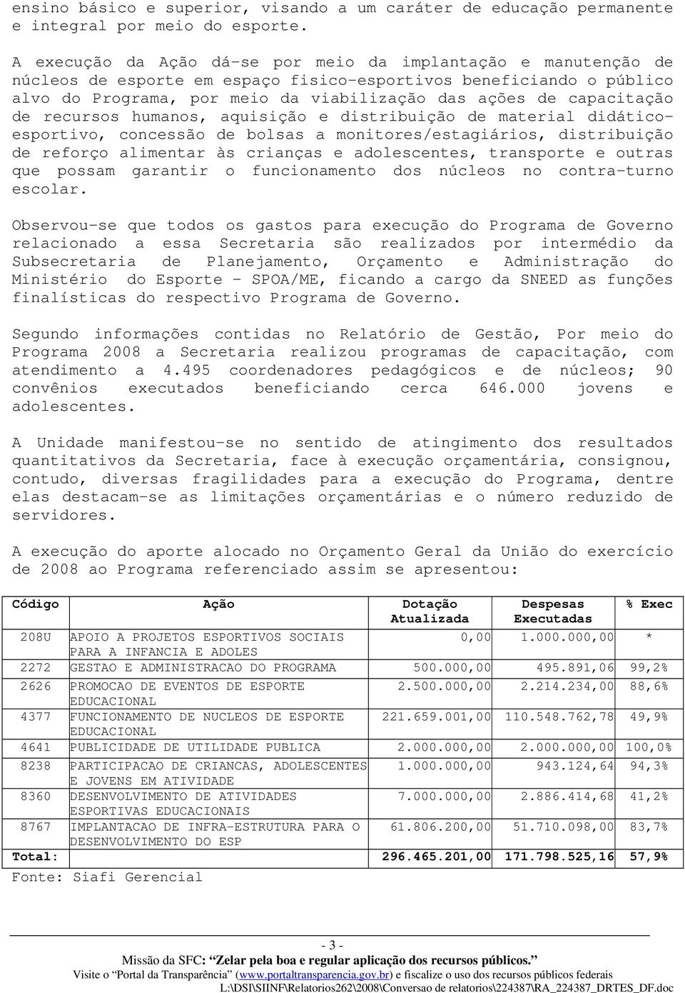 capacitação de recursos humanos, aquisição e distribuição de material didáticoesportivo, concessão de bolsas a monitores/estagiários, distribuição de reforço alimentar às crianças e adolescentes,